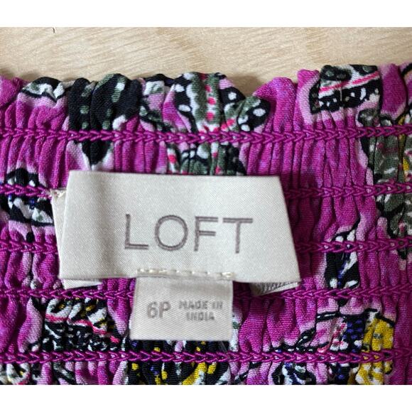 LOFT Hibiscus Halter Tiered Midi Dress Women Size 6‎ Purple Boho Cottagecore NWT - Picture 8 of 11